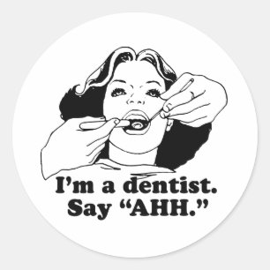 PEGATINA REDONDA SOY UN DENTISTA. DIGA AHH.