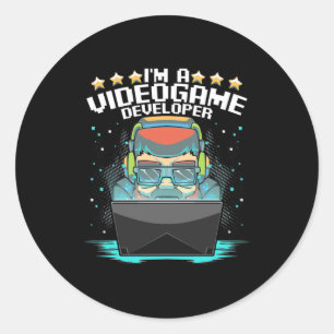 Pegatina Redonda Soy Un Desarrollador De Videojuegos