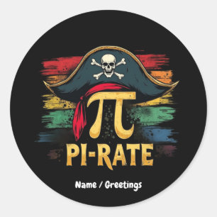 Pegatina Redonda Soy un día de piratas en un divertido juego de mat