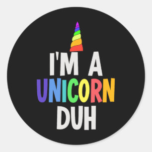 Pegatina Redonda Soy un disfraz unicornio de Halloween