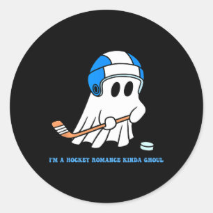 Pegatina Redonda Soy un fantasma romántico de hockey, amante de Hal