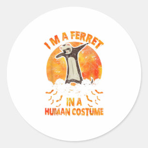 Pegatina Redonda Soy Un Ferret En Una Halloween De Trato Humano