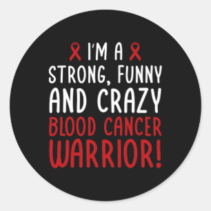 Pegatina Redonda ¡Soy un guerrero contra el cáncer de sangre! Conci
