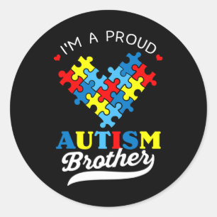 Pegatina Redonda Soy un hermano orgulloso Conciencia del Autismo Co
