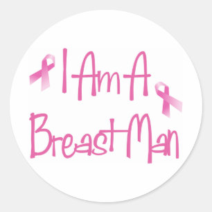 Pegatina Redonda Soy un hombre del pecho (la cinta del rosa del