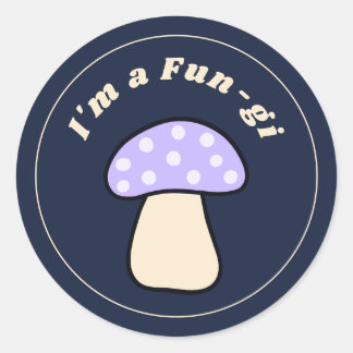 Pegatina Redonda Soy un hongo divertido Cute Retro Toadstool suave 
