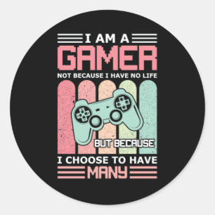 Pegatina Redonda Soy Un Jugador   Videojuego