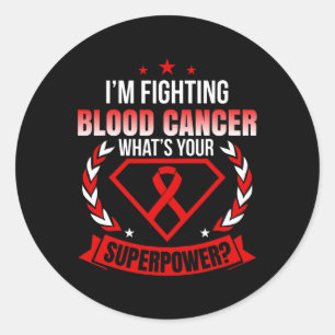 Pegatina Redonda Soy un luchador contra el cáncer de sangre