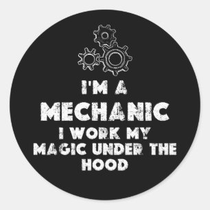 Pegatina Redonda Soy un mecánico gracioso