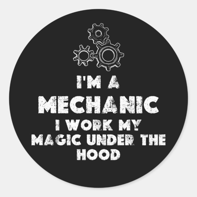 Pegatina Redonda Soy un mecánico gracioso (Anverso)