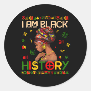 Pegatina Redonda Soy Un Mes De La Historia Negra Afroamericano Para