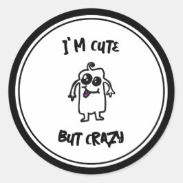 Pegatina Redonda Soy un monstruo de doodle chiflado