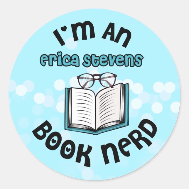 Pegatina Redonda Soy un nerd del libro de Erica Stevens (Anverso)
