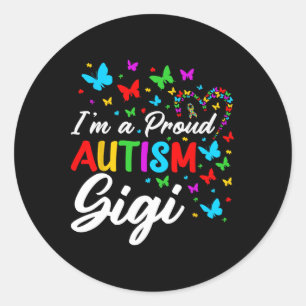 Pegatina Redonda Soy un orgulloso autismo Gigi Autism Awareness Rib