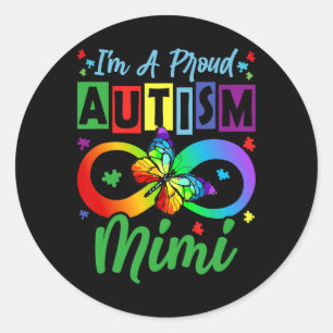 Pegatina Redonda Soy Un Orgulloso Autismo Mimi Butterflies Autism A