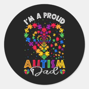Pegatina Redonda Soy un orgulloso autismo papá Abuela Autism Awaren