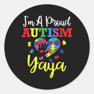 Pegatina Redonda Soy un orgulloso autismo Yaya Mom Autism Awareness