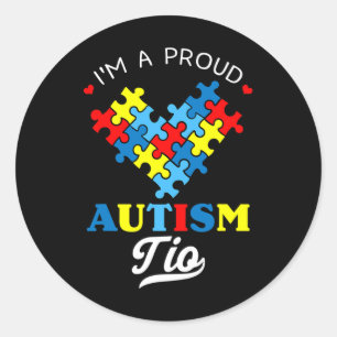 Pegatina Redonda Soy un orgulloso Tio de autismo Conciencia del aut