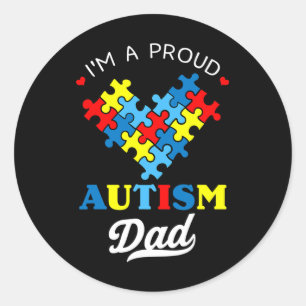 Pegatina Redonda Soy un padre orgulloso de autismo Conciencia del a