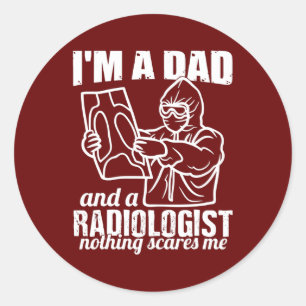 Pegatina Redonda Soy un papá y un radiólogo gracioso radiológico