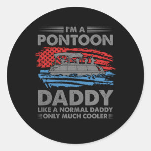 Pegatina Redonda Soy Un Papi Pontoon Dueño De Un Barco De Bandera E