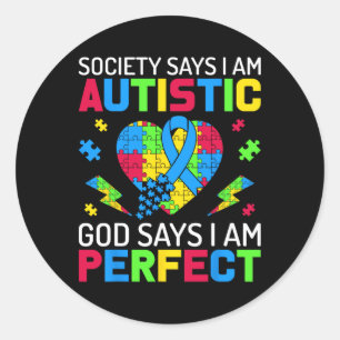 Pegatina Redonda Soy un perfecto autismo Concienciación niños puzzl