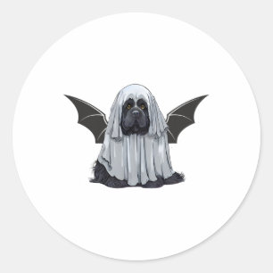 Pegatina Redonda Soy Un Perro Fantasma. Perro Cuto Vestido Como Sal