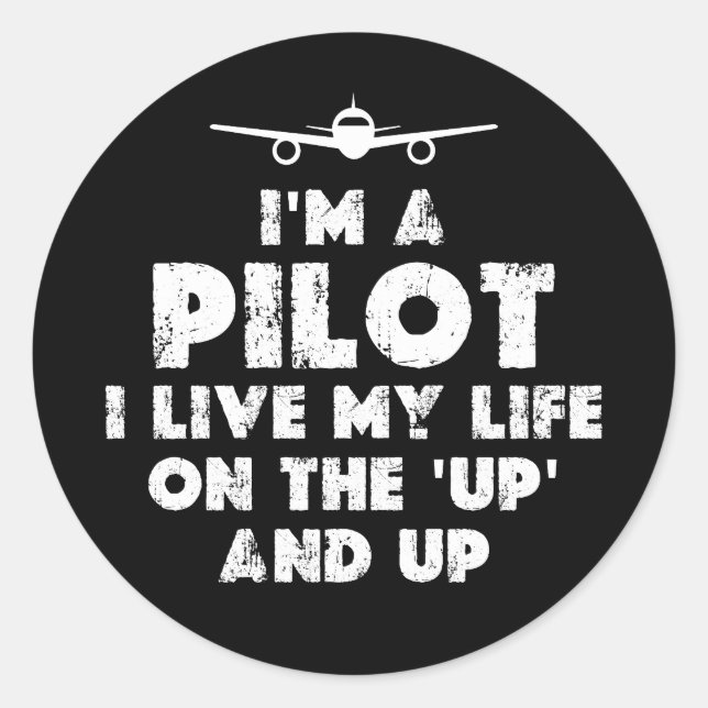 Pegatina Redonda Soy un piloto gracioso (Anverso)