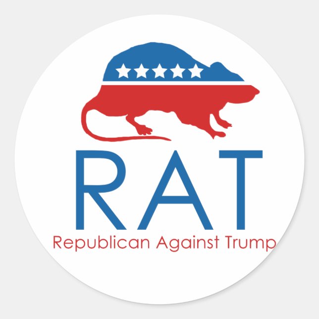 Pegatina Redonda Soy un R.A.T.: Republicano contra Trump (Anverso)