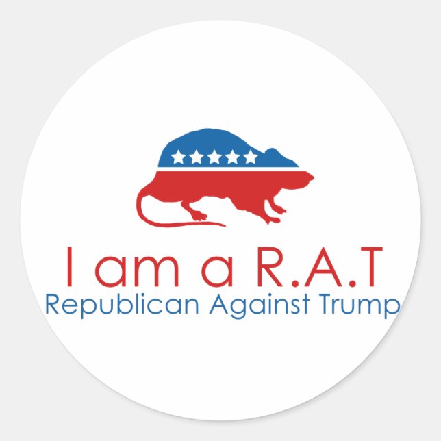 Pegatina Redonda Soy un R.A.T.: Republicano contra Trump (Anverso)
