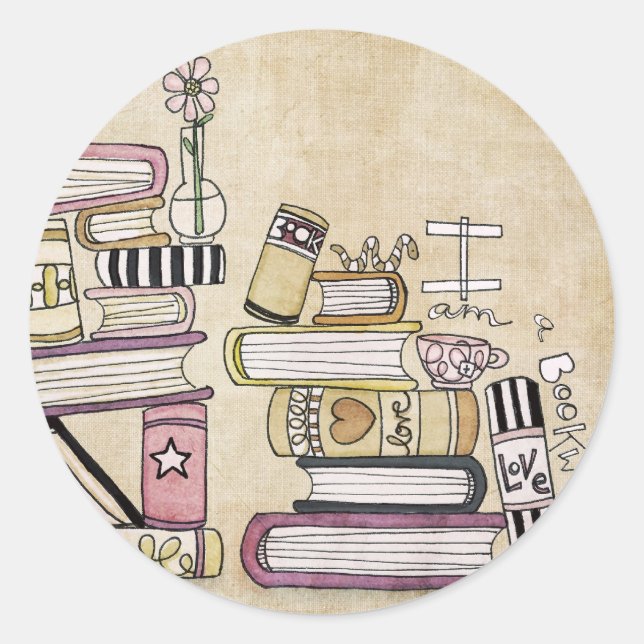 Pegatina Redonda soy un ratón de biblioteca (Anverso)