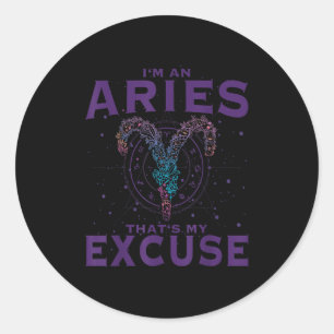Pegatina Redonda Soy Un Rótulo Aries Zodiac Arte Gráfico Ram Horosc