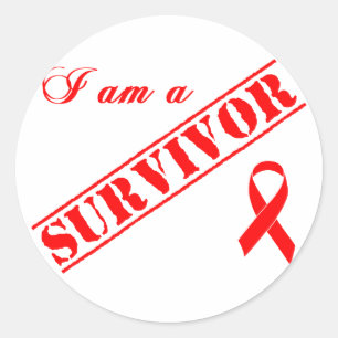 Pegatina Redonda Soy un superviviente - cinta roja