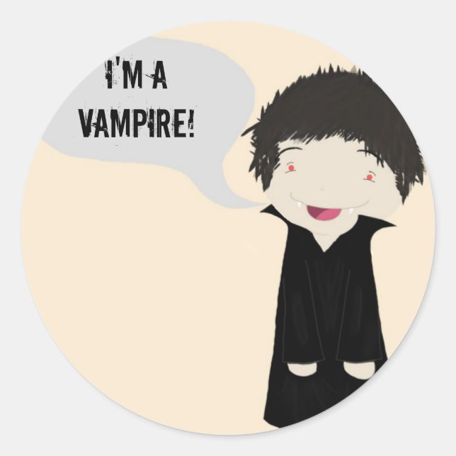Pegatina Redonda ¡Soy un vampiro! -Pegatina (Anverso)