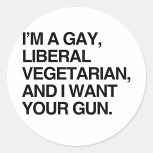 Pegatina Redonda Soy un vegetariano liberal gay