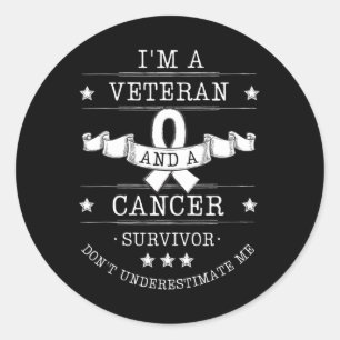 Pegatina Redonda Soy un veterano y un sobreviviente de cáncer que s
