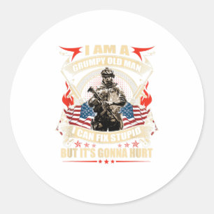 Pegatina Redonda Soy Un Viejo Gruñón Que Puedo Arreglar Estúpido Pe