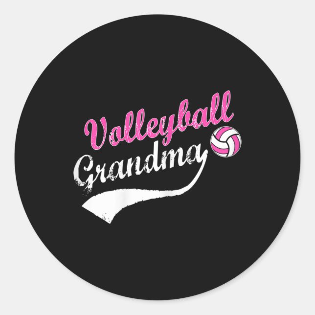 Pegatina Redonda Soy una abuela de voleibol (Anverso)
