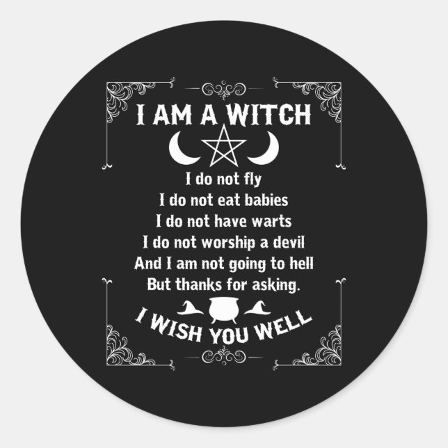Pegatina Redonda Soy Una Bruja Pagan Wicca Wiccan Por (Anverso)