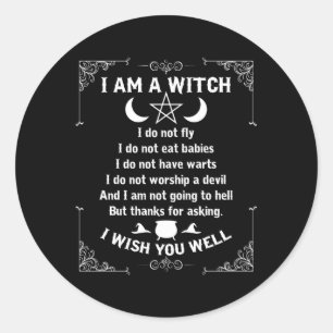 Pegatina Redonda Soy Una Bruja Pagan Wicca Wiccan Por
