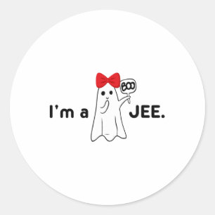 Pegatina Redonda Soy una Chica de Boo Jee Funny Cute Red Bow Lady S