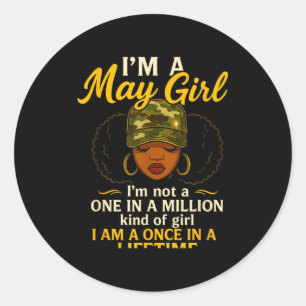 Pegatina Redonda Soy una chica de mayo no soy una chica de una en u