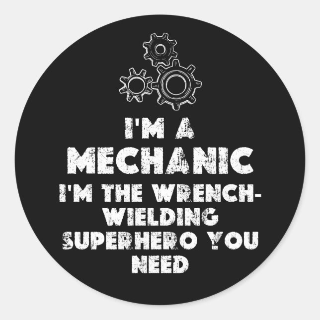 Pegatina Redonda Soy Una Cita Funny Mecánica (Anverso)