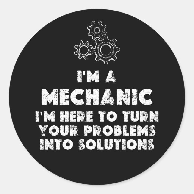 Pegatina Redonda Soy Una Cita Funny Mecánica (Anverso)