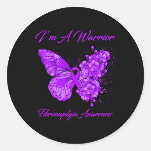Pegatina Redonda Soy una conciencia guerrera fibromialgia