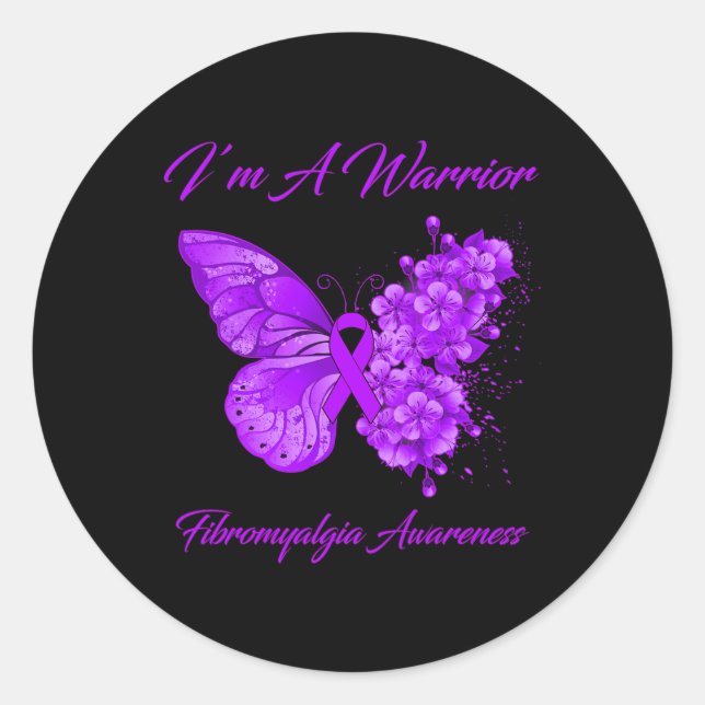 Pegatina Redonda Soy una conciencia guerrera fibromialgia (Anverso)
