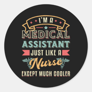 Pegatina Redonda Soy una enfermera Médica de Medicina asistente méd