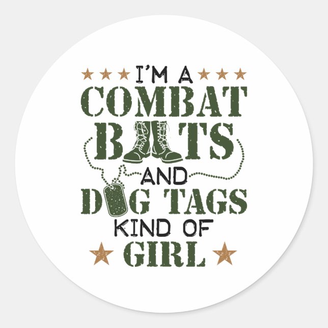 Pegatina Redonda Soy una especie de Chica de botes de combate y eti (Anverso)