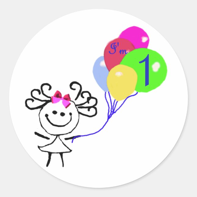 Pegatina Redonda Soy una figura de palo (Anverso)