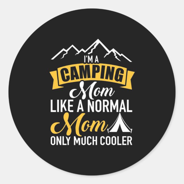 Pegatina Redonda Soy Una Madre De Camping (Anverso)